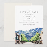 Watercolor Sun Valley Idaho Berg Save the Date