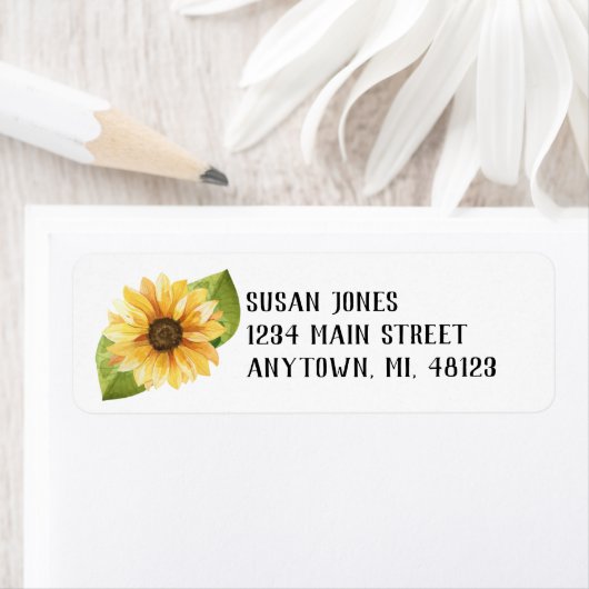 Watercolor Sunflower Address Labels Editable (Insitu)