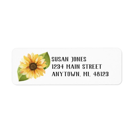 Watercolor Sunflower Address Labels Editable (Vorne)