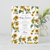Watercolor Sunflower Botanical Foliage Baby Shower Einladung (Stehend Vorderseite)