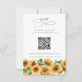 Watercolor Sunflower Country Garden Floral QR CODE RSVP Karte