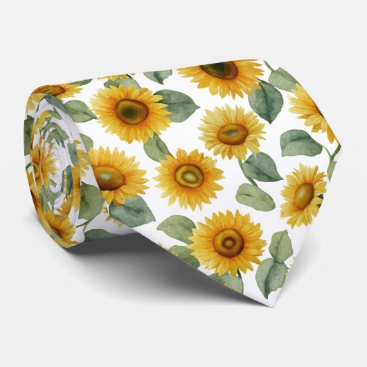 Watercolor Sunflower Floral Pattern Krawatte (Gerollt)