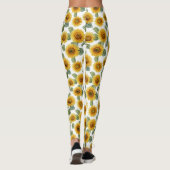 Watercolor Sunflower Floral Pattern Leggings (Rückseite)