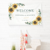 Watercolor Sunflower Greenery Wedding Banner (InSitu)