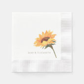 Watercolor Sunflower Personalized Coined Wedding Serviette (Vorderseite)
