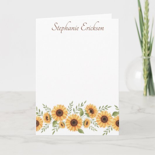 Watercolor Sunflower Personalized Stationery (Vorderseite)