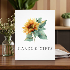 Watercolor Sunflower Rustic Cards & Gifts Sign Fotodruck