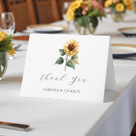 Watercolor Sunflower Rustic Country Wedding Dankeskarte