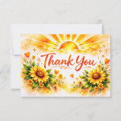 Watercolor Sunflower Rustic Style Dankeskarte (Vorderseite)