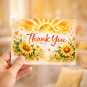 Watercolor Sunflower Rustic Style Dankeskarte