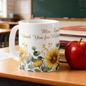 Watercolor Sunflower Teacher Appreciation Script Kaffeetasse