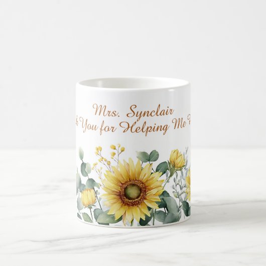 Watercolor Sunflower Teacher Appreciation Script Kaffeetasse (Mittel)