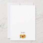 Watercolor Sunflower White Wedding Invitation Einladung (Rückseite)
