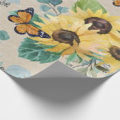Watercolor Sunflowers and Butterflies Decoupage Geschenkpapier (Ecke)