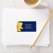 Watercolor Sunflowers dark blue Wedding Adressaufkleber (Insitu)