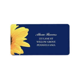 Watercolor Sunflowers dark blue Wedding Adressaufkleber