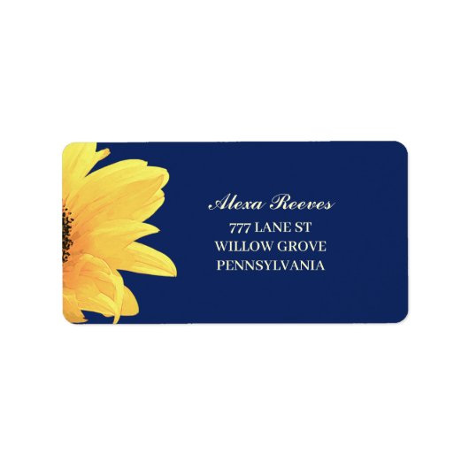 Watercolor Sunflowers dark blue Wedding Adressaufkleber (Vorne)