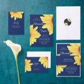 Watercolor Sunflowers dark blue Wedding Begleitkarte