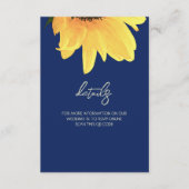 Watercolor Sunflowers dark blue Wedding Begleitkarte (Vorderseite)