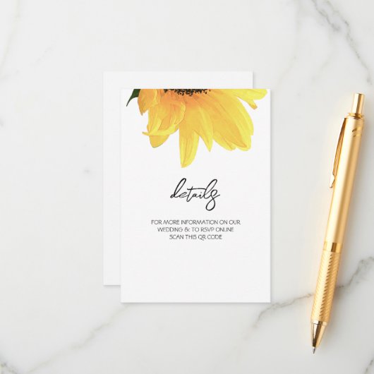 Watercolor Sunflowers Minimalist Elegant Wedding Begleitkarte (Vorderseite/Rückseite Beispiel)