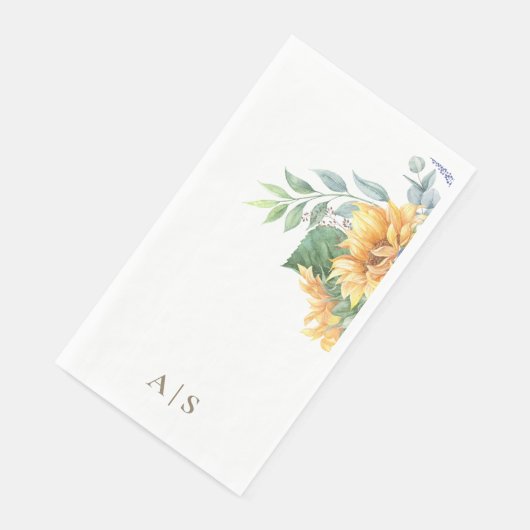 Watercolor Sunflowers Monogram Serviette (Ecke)