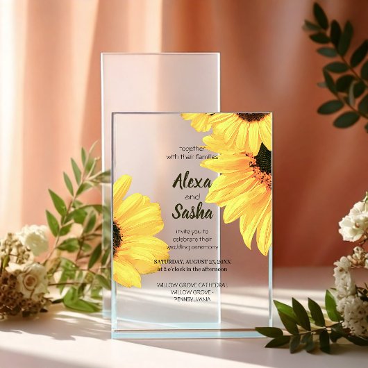Watercolor Sunflowers Wedding Invitation Acryleinladungen