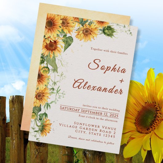 Watercolor Sunflowers Wedding Invitation Einladung