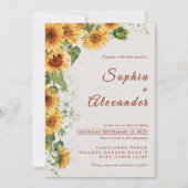 Watercolor Sunflowers Wedding Invitation Einladung (Vorderseite)