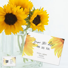 Watercolor Sunflowers Wedding QR Code Save The Date