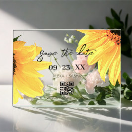 Watercolor Sunflowers Wedding Save the date card Acryleinladungen
