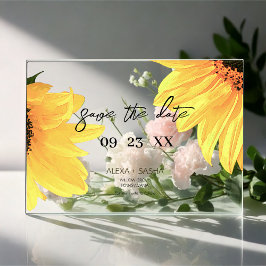 Watercolor Sunflowers Wedding Save the Date Card Acryleinladungen