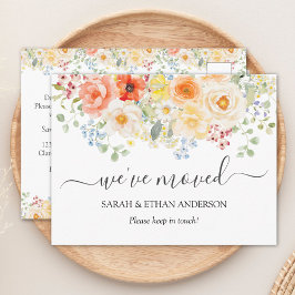 Watercolor Sunny Floral Moving Announcement Postkarte