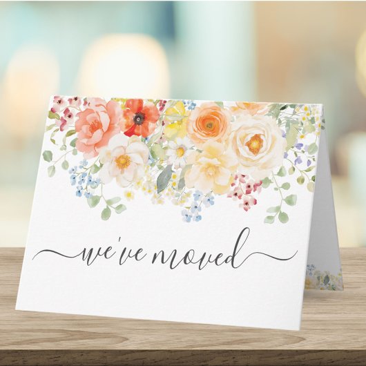 Watercolor Sunny Flowers Moving Announcement Card Karte