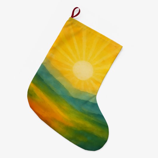 Watercolor Sunrise Landscape Painting Großer Weihnachtsstrumpf (Vorderansicht (hängend))