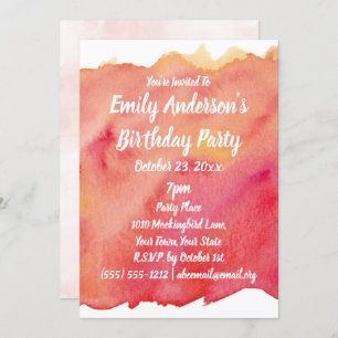 Watercolor Sunset Geburtstagsparty Einladung