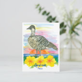 Watercolor Sunset Hawaii Staat Bird Nene Postkarte (Stehend Vorderseite)