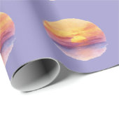 Watercolor Sunset Ocean Horizon Aesthetic Round St Geschenkpapier (Rolleneckpunkt)