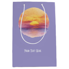 Watercolor Sunset Ocean Horizon Aesthetic Round St Mittlere Geschenktüte