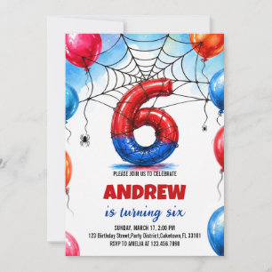 Watercolor-Superheld-Spiderfolienballon-Geburtstag Einladung