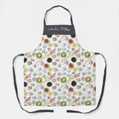 Watercolor Sushi Pattern White Gray Schürze (Vorderseite)