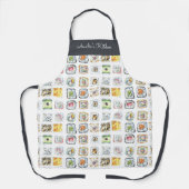 Watercolor Sushi Rolls Pattern White Gray Schürze (Vorderseite)