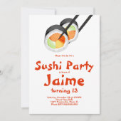 Watercolor Sushi Rolls Teen Birthday Hibachi Einladung (Vorderseite)