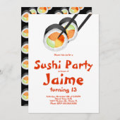 Watercolor Sushi Rolls Teen Birthday Hibachi Einladung (Vorne/Hinten)