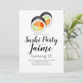 Watercolor Sushi Teen Birthday Hibachi Food Einladung (Stehend Vorderseite)
