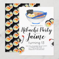 Watercolor Sushi Teen Birthday Hibachi Noodles
