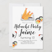 Watercolor Sushi Teen Birthday Hibachi Tempura Einladung (Vorderseite)