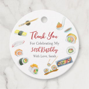 Watercolor Sushi und Sashimi Birthday Vielen Dank Geschenkanhänger