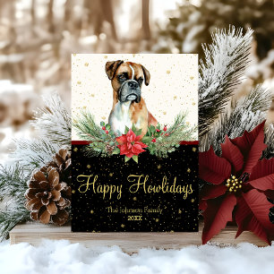 Watercolor Süßer Boxerhund Frohe Howlidays Feiertagskarte