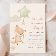 Watercolor Süßer Fuchs Fliegender Ballon Baby Show