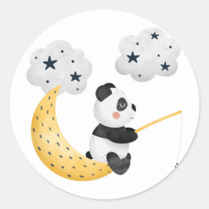 Watercolor Süßer Panda Funkeln Funkeln Baby Shower Runder Aufkleber